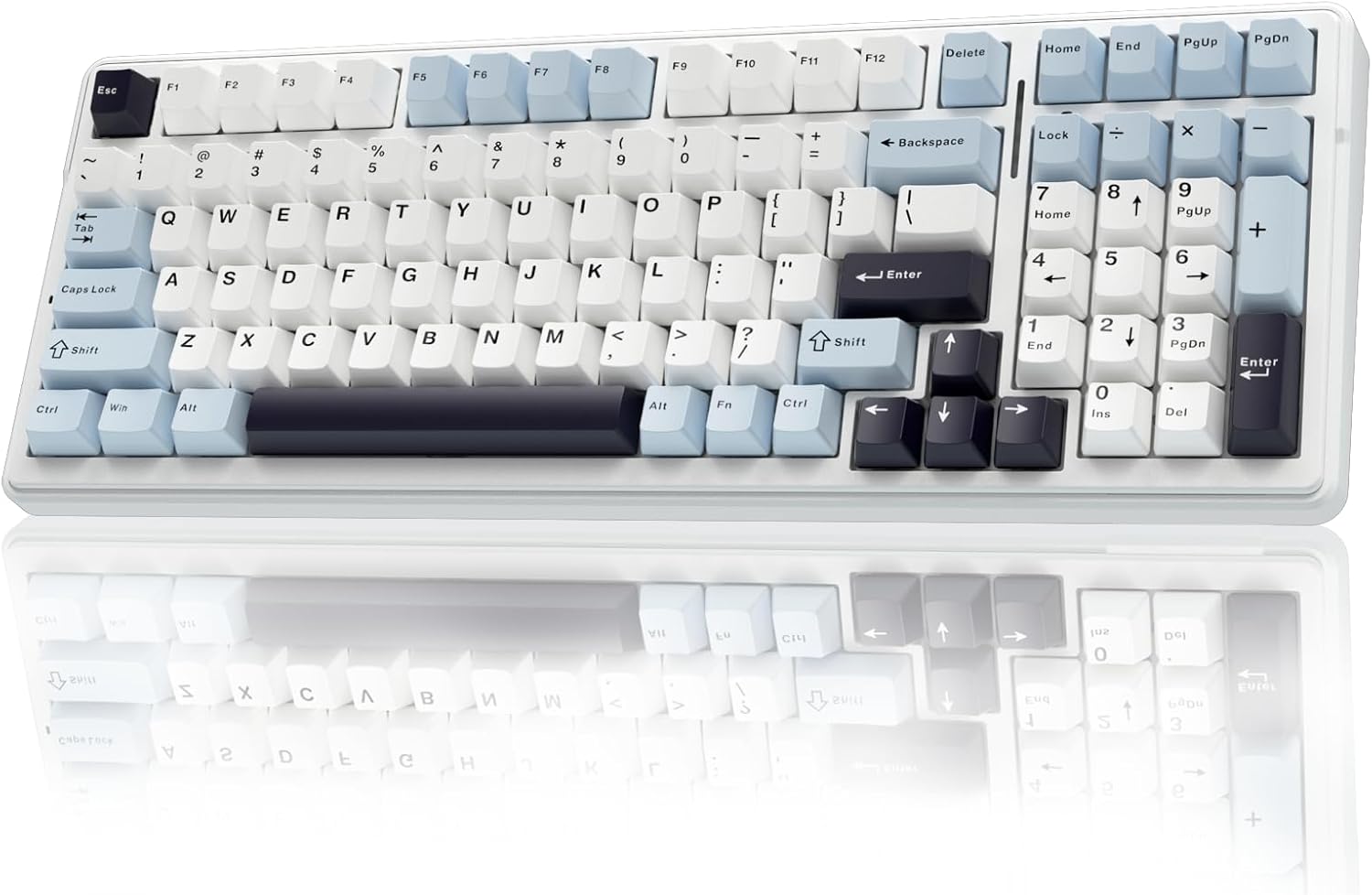 Wireless Mechanical Keyboard, Hot Swappable Custom Keyboard,Pre-lubed Linear Switches,Gasket Structure,RGB Backlit Gaming Keyboard (Blue&White)