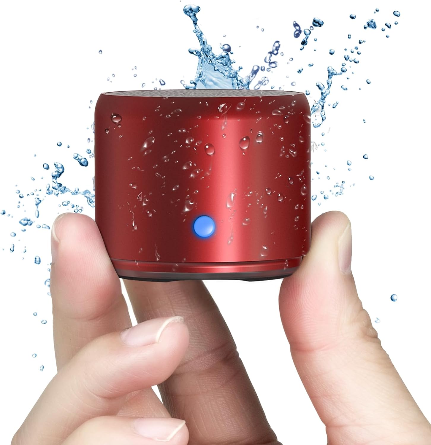 Case Packed, Portable Bluetooth Speaker with Custom Bass Radiator, Brief Design, Waterproof, Perfect Mini Speaker for Shower, Room, Bike, Car (Red)