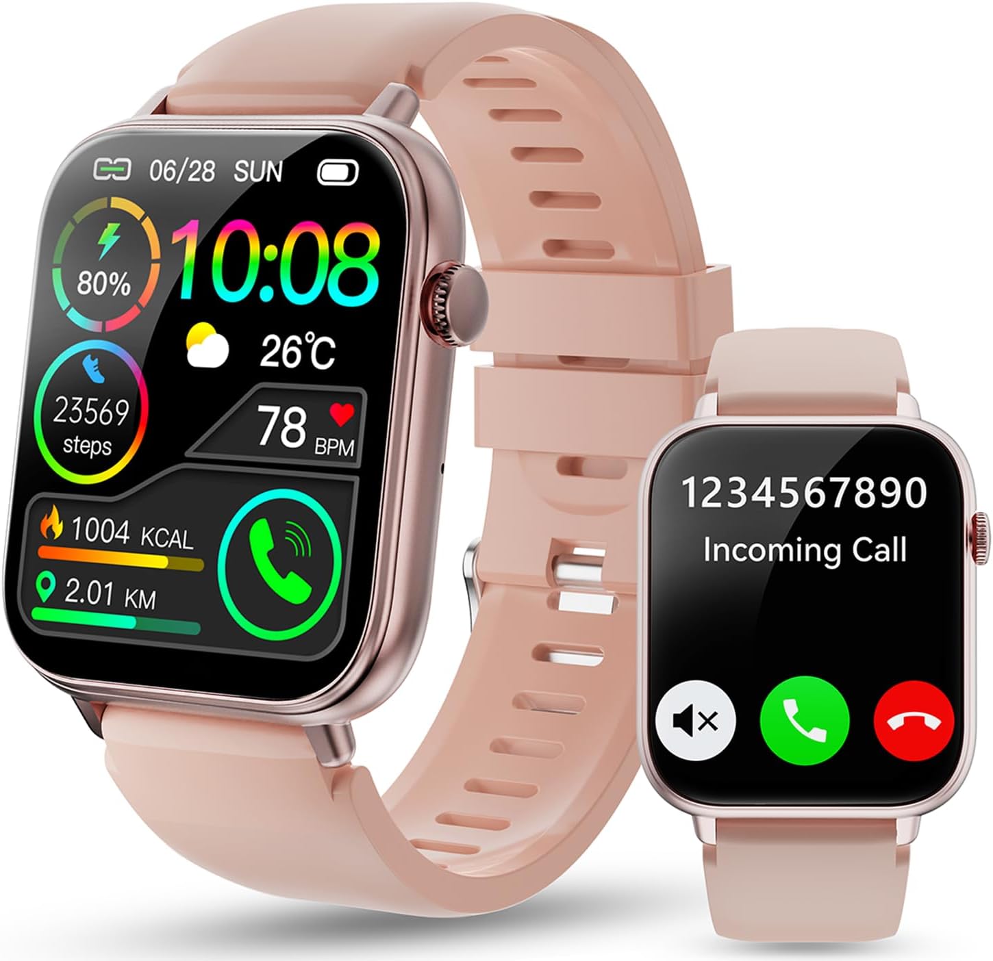 Smart Watch for Women, 1.85" HD Touchscreen Smartwatches with Message Call Function, 100+ Sports Modes IP68 Fitness Tracker, 24/7 Heart Rate/Sleep Monitor Fitness Watch Pink(2026)